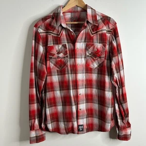 Rock 47 Wrangler Western Karo Hemd Damen L Rot Cowgirl Country Rodeo Retro - Bild 1 von 9