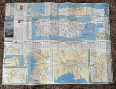 Vintage PUERTO RICO Island Map 1940 Map Supply 2-Sided 47-1/2" x 35-3/4" - Image 1 of 4