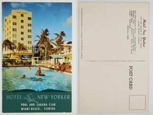 Hotel New Yorker Pool & Cabana Club Miami Beach FL Palm Trees Vintage Chrome PC - Picture 1 of 1