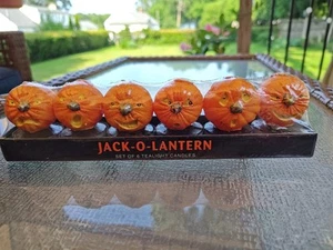 Juego de 6 velas decorativas de calabaza de colección decoración de Halloween Jack-o-lantern - Imagen 1 de 5