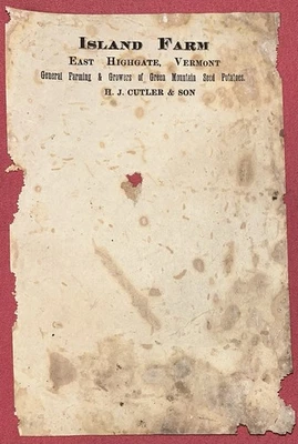 East Highgate VT Membrete Isla Granja HJ Cutler General Agricultura Semilla Patata Foto 1 de 3