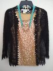 Studio M Black Lacy Cardigan+Gold Tank+Necklace 3Pc Set For Ca-A-Ok Fundraiser!