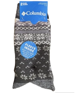 Columbia Fleece Lined Thermal Crew Sock, Shoe Size 6-12,  Navy/ Light Navy - Picture 1 of 5