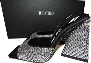 The Attico Sandals Crystals Coated Mules Devon Slides Pyramid Heels Sz 36 $1150 - Picture 1 of 7