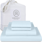 Luxury 800 Thread Count Queen 100% Cotton Sheets - Light Blue Sateen Weave Bed-S