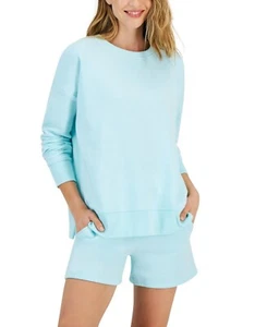 ID ideology Fleece Sweatshirt Women's Aqua Freeze Pullover Crewneck Long Sleeve - Picture 1 of 4