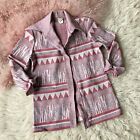 Vintage 60's 70's Native Pink Woven Shirt Jacket Blazer Retro Boho Women's Med
