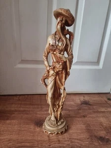 Vintage Japanese Oriental Resin Male Figure Ornament Statue With Birds 15" Tall - Picture 1 of 3