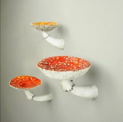 Mushroom Hanging Shelf Floating Shelves Wall Mounted Home Office Resin Display - Image 1 of 4