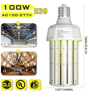 100W LED Corn Bulb Light Garage Warehouse High Bay Lighting E39 Base 15000 Lumen - Picture 1 of 16