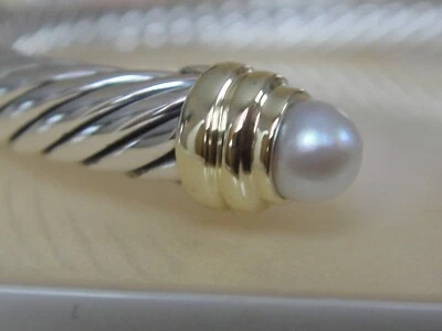 $695 AUTÉNTICO. PULSERA CABLE DAVID YURMAN ORO 14/K, PLATA PERLA 5mm Foto 1 de 3