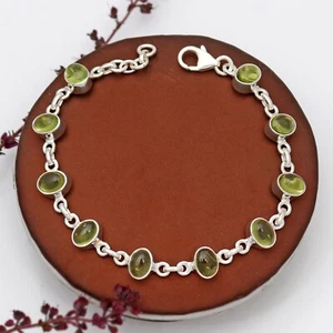Natural Green Peridot 925 Sterling Silver Handmade Bracelet for Every Occasion - Picture 1 of 6