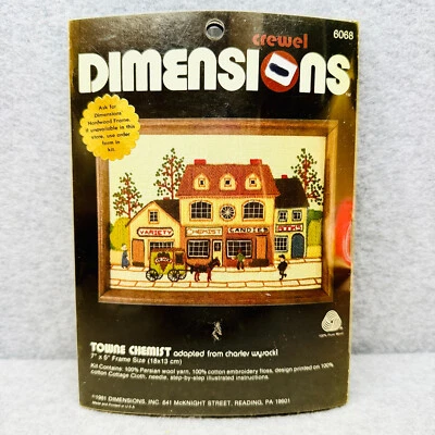 Dimensions TOWNE CHEMIST 6068 Crewel Embroidery Kit Vtg Unused Charles Wysocki - Image 1 of 4