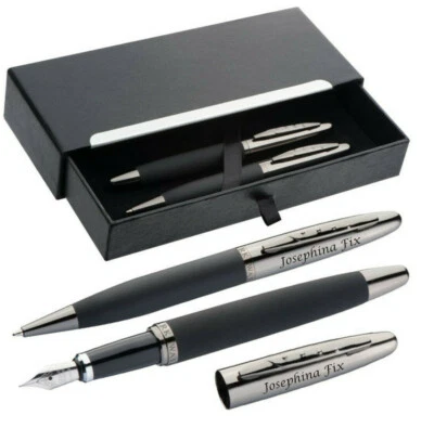 Schreibset MARK®TWAIN aus Metall Drehkugelschreiber und Füller mit Gravur 133920