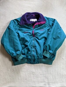 VTG Columbia Fleece Lined Radial Sleeve Purple Teal Maroon Jacket Women's Large - Picture 1 of 13