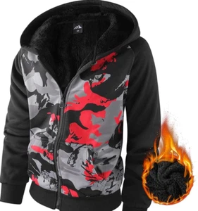 Boy's Zip Up Hoodie Heavyweight Winter Sweatshirt Fleece Sherpa Lined Warm Jacke - Picture 1 of 7