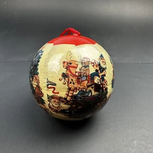 Vintage Elves Building Toys Christmas Ornaments Paper Mache Decoupage - Picture 1 of 7