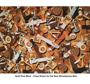 Close Shave Supplies for New Renaissance Man 100% Cotton Fabric sold BTY - Picture 1 of 4