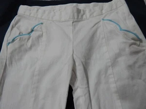 euc VHTF Janie and Jack Girls 12 SHORELINE Club White Pants With Aqua Scallop po - Picture 1 of 8