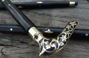 Antico bastone da passeggio vintage testa vittoriana manico massiccio vintage canna in legno regalo - Foto 1 di 5