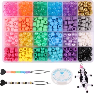 24 Color Pony Beads for Jewelry Making, Hair Beads for Braids with Hair Beaders, - Picture 1 of 8