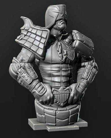 Judge Dredd 3d printed bust figure model - Eastman Cover