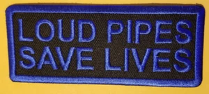 Patch ricamata LOUS PIPES SAVE LIVES circa 1,75X4" blu - Foto 1 di 2