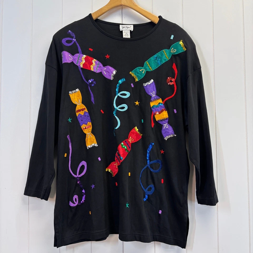 De Colección Jill Rogers Mujer Navidad Vacaciones Apliques Top Talla 2X Caprichoso Vibrante Foto 1 de 4