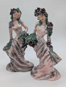 Coppia vasi vintage Hedi Schoop Hollywood California ceramica geisha fuoriuscita alti 12,5" - Foto 1 di 24