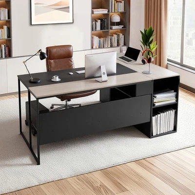 VEVOR L-Shaped Executive Desk with Drawers & Storage Cabinet CPU Stand 350 LBS - Image 1 of 4