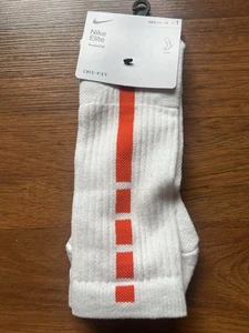 Nike Socks Unisex Elite Crew Basketball Siz XLarge 12-15 White Orange SX7622-105 - Picture 1 of 6