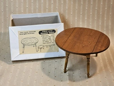 MESA REDONDA SHACKMAN HOJA CAÍDA RARA VINTAGE EN CAJA PARA CASA DE MUÑECAS MINIATURA Foto 1 de 4