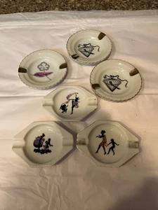 Vintage Art Deco 6 Small Ashtray's 2 Marked Germany 1 Marked Bavaria - Picture 1 of 11