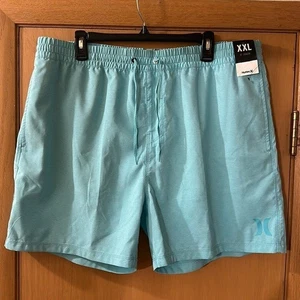 Hurley Men’s Activewear Elastic Drawstring 17’’ Shorts New Teal Blue Size XXL - Picture 1 of 12