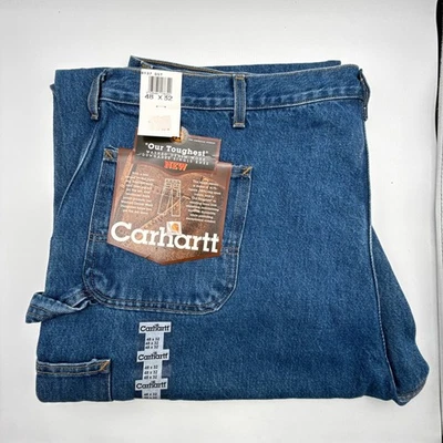 Carhartt Washed Denim Work Dungaree Pants Jeans Mens 48X32 B137 DST NWT NOS - Image 1 of 4