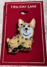 Holiday Lane Gold-Tone Multicolor Pavé Corgi Dog Pin Brooch 1-5/8" x 1-1/4" NWT