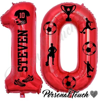 PERSONAISED BIRTHDAY BOYS Football Personalised Birthday DECAL sticker SET FOR FOIL NUMBER BALLOON