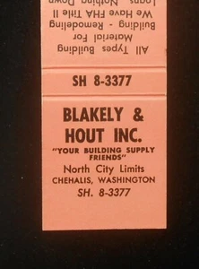 Materiales de suministro de construcción Blakely & Hout de la década de 1950 North City Limits Chehalis WA MB - Imagen 1 de 1
