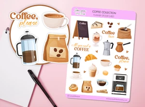 Coffee Collection Planner Stickers Mocha Latte Espresso Coffee Drink Diary - Picture 1 of 2