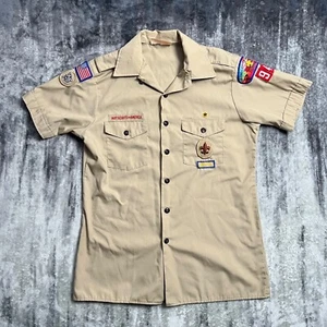 VTG Boy Scouts Of America Shirt Adult Medium Beige Official Cotton Blend - Picture 1 of 10