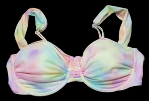 Wild Fable Womens L (12-14) Bikini Swim Top - Multi Swirl Mesh Overlay Underwire - Picture 1 of 7