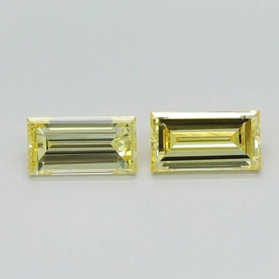 Par de baguette amarilla de lujo 0,53 quilates VS1 diamante CVD cultivado en laboratorio para pendiente Foto 1 de 4