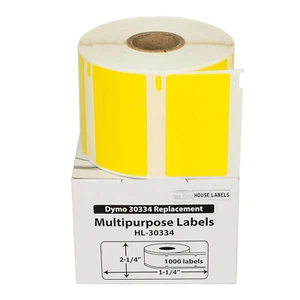 (1) to (50) Rolls of DYMO LW 30334 YELLOW - HIGH VIS Labels - FREE & FAST SHIP - Picture 1 of 9