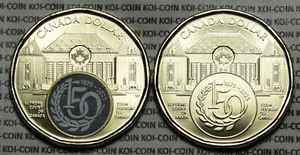 BU UNC 2x 2025 Canada Supreme Court colored & plain $1 dollar coin mint roll - Picture 1 of 2