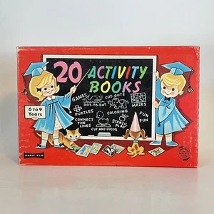 Saalfield 20 Activity Books Collection 6-9 Years 1965 w/ Original Box Unused - Picture 1 of 12