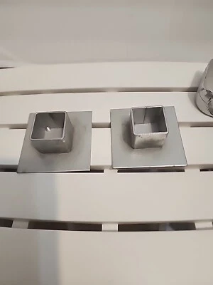 2 Vintage Tin Square Cube Pillar Votive Candle Molds Holder 1.5" X 1.5" X 1.5" - Image 1 of 4