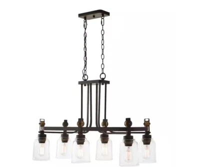 Home Decorators Knollwood 6-Light Bronze Chandelier w/ Vintage Brass Accents - Image 1 of 3