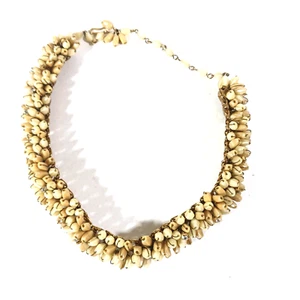 Miriam Haskell Faux Rice Pearl Cluster Choker Necklace Two-tone Wired Unsigned - Picture 1 of 8