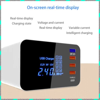 Multi-port charging USB+1QC3.0+1Type-c+ wireless desktop smart LCD display - Image 1 of 4