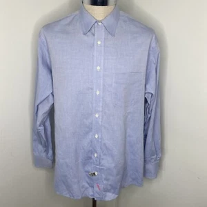 Vintage Burberry Button Down Shirt Long Slv Mens XL Blue Pinport Oxford 90s USA - Picture 1 of 5